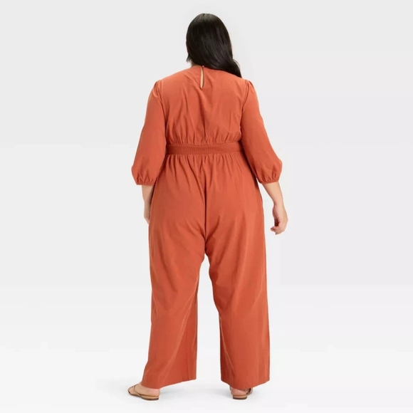 NWT Rust Flutter Sleeve Tie-Front Jumpsuit Size 3X - Picture 2 of 3